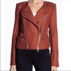 Veronica Beard Stevie Fringe Moto Jacket Coat Rust Size 10 Like New
